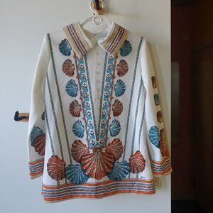 Trissi doubleknit polyester shells clams vacation vacay top S SM Small  Medium M